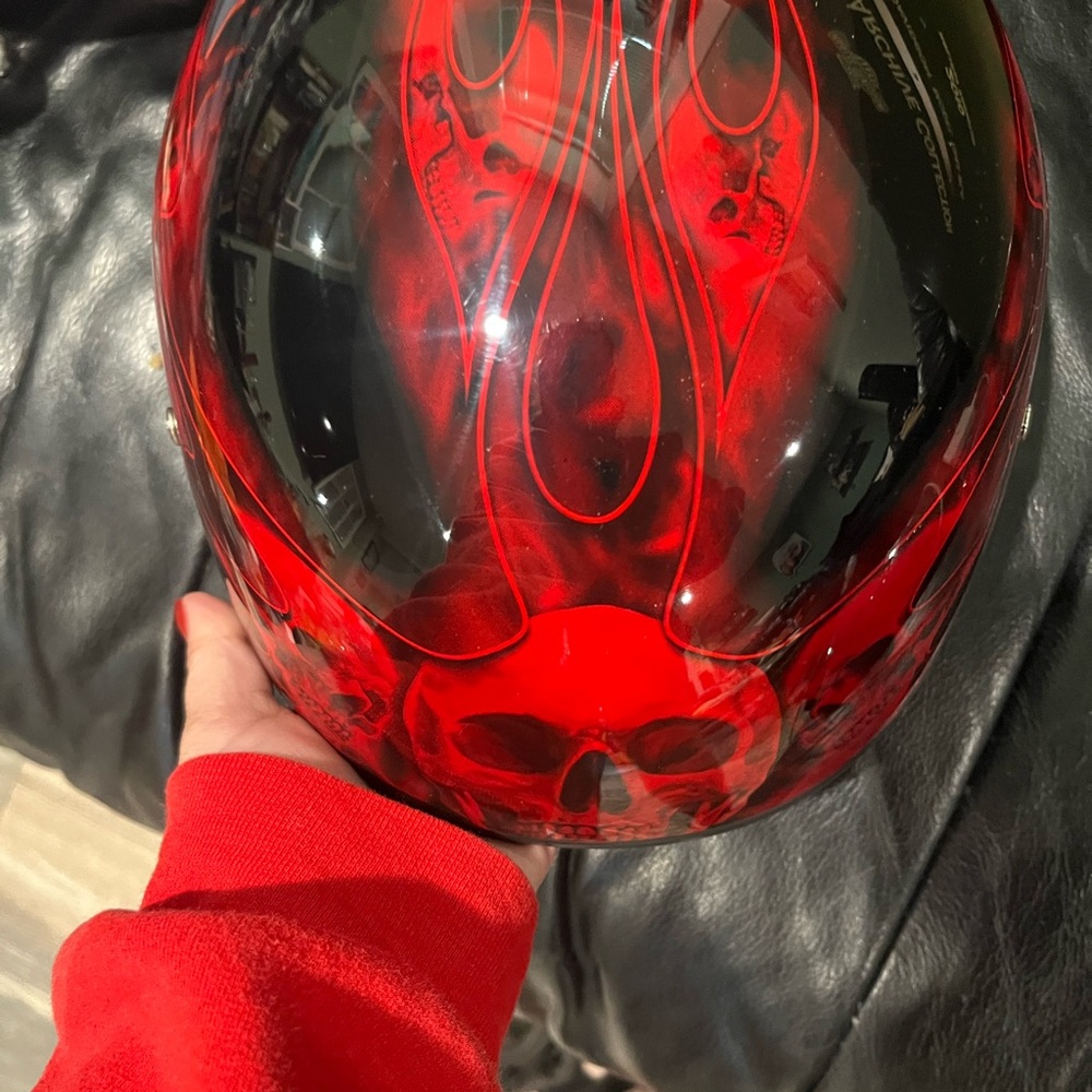 Sold Vibrant Red Skull Graphic Helmet - Picture 3 of 8